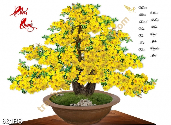 TRANH GẠCH 3D HOA MAI VÀNG – MANG SẮC XUÂN, ĐÓN TÀI LỘC 