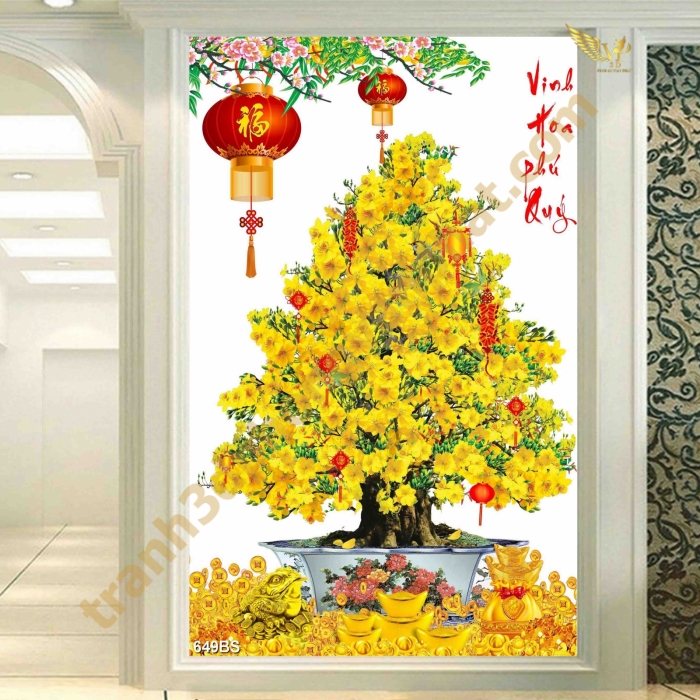 TRANH GẠCH 3D HOA MAI VÀNG – MANG SẮC XUÂN, ĐÓN TÀI LỘC 