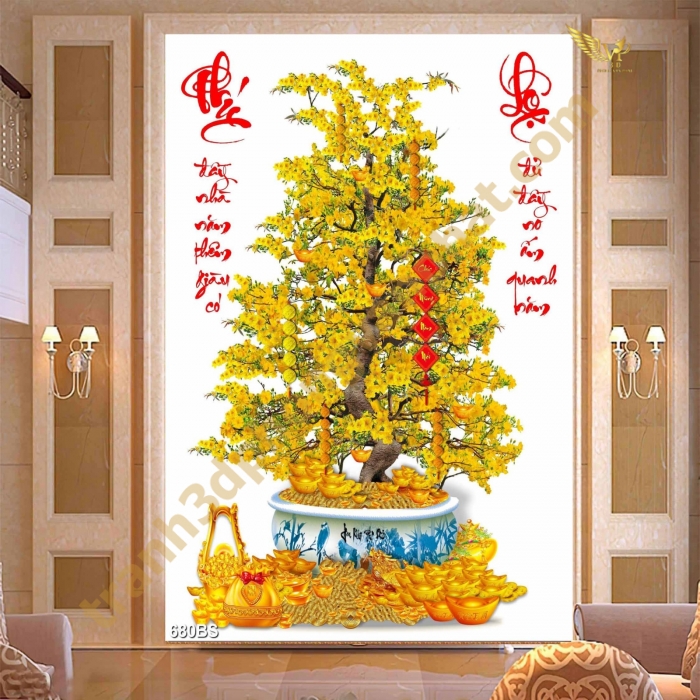 TRANH GẠCH 3D HOA MAI VÀNG – MANG SẮC XUÂN, ĐÓN TÀI LỘC 