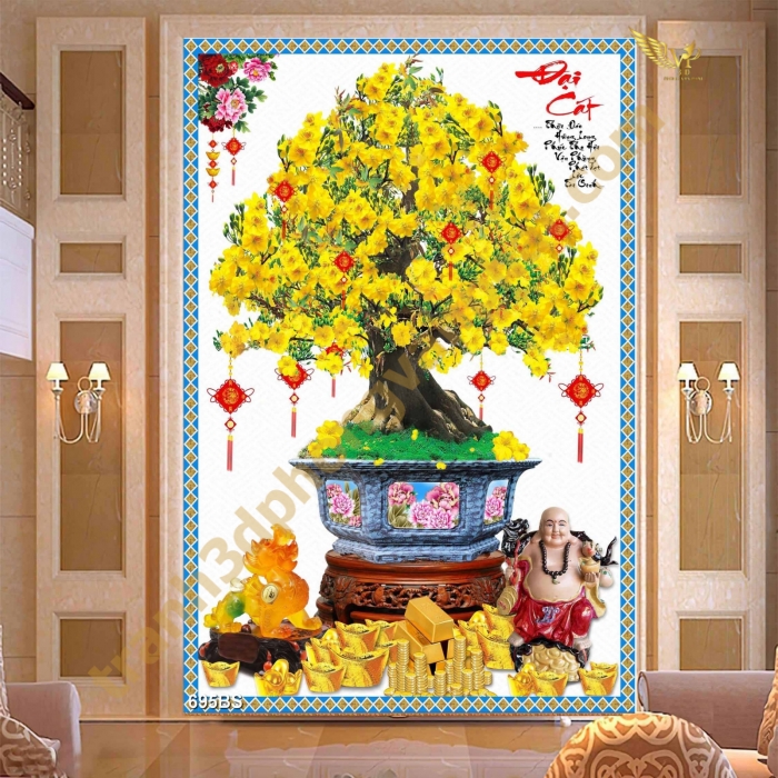 Tranh gạch 3D Hoa Mai Vàng 