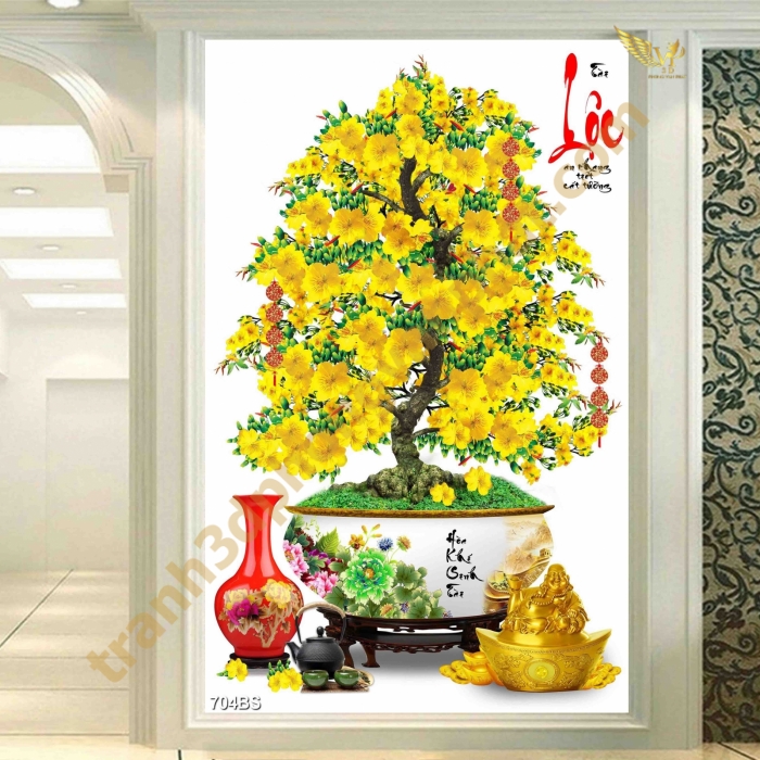 tranh gạch 3d hoa mai