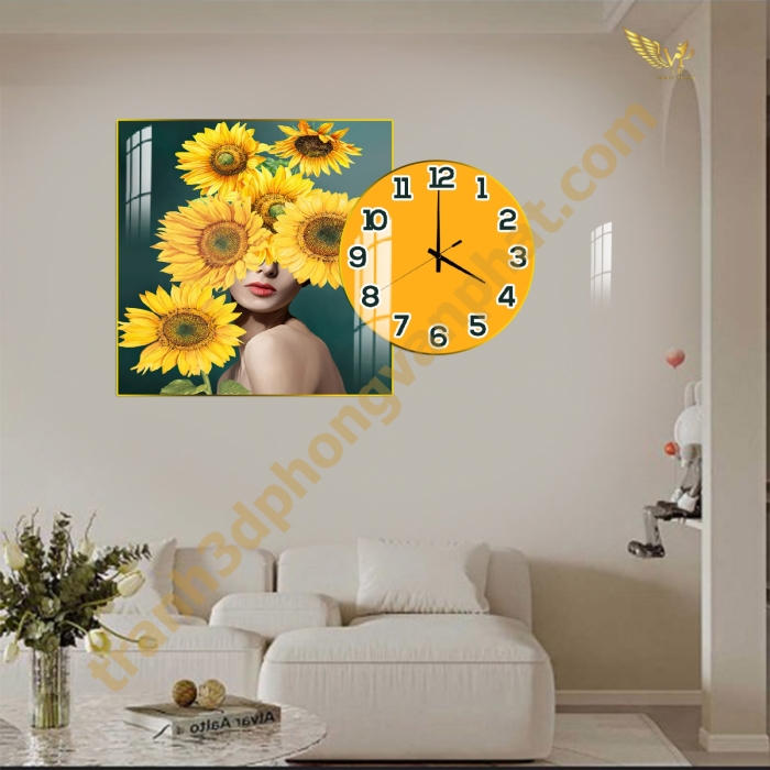 Đồng hồ treo tường, tranh  kết hợp đồng hồ tráng gương