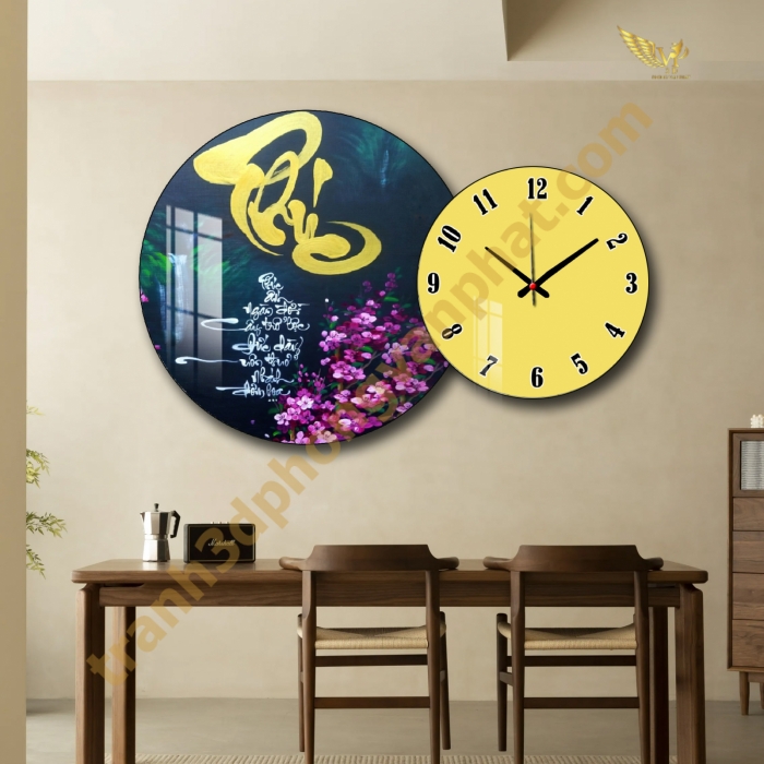 Đồng hồ treo tường, tranh  kết hợp đồng hồ tráng gương