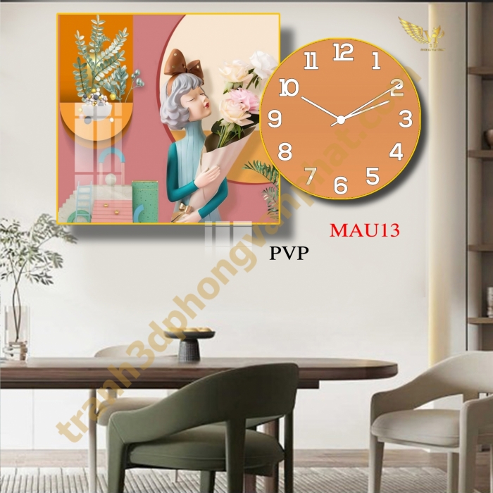 Đồng hồ treo tường, tranh  kết hợp đồng hồ tráng gương
