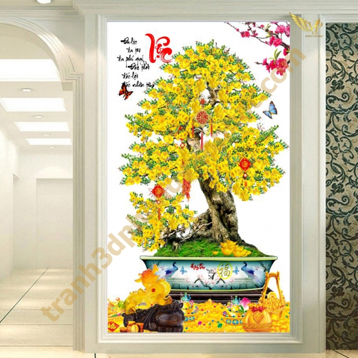 Tranh gạch 3D Hoa Mai Vàng 