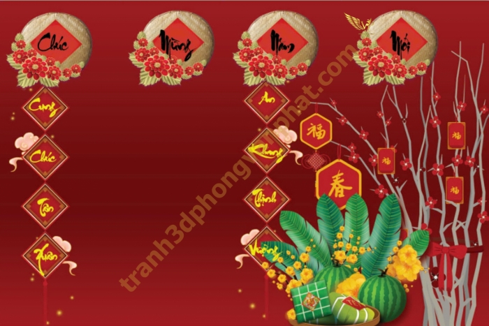 Trang trí Phông nền ngày tết và Backgroup cho sân khấu tiệc tất niên