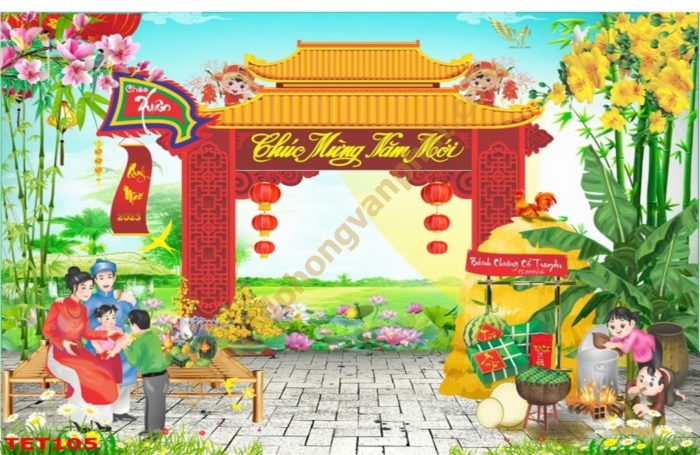 Trang trí Phông nền ngày tết và Backgroup cho sân khấu tiệc tất niên