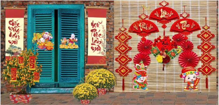 Trang trí Phông nền ngày tết và Backgroup cho sân khấu tiệc tất niên