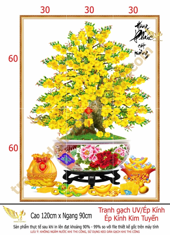 tranh gạch 3d hoa mai