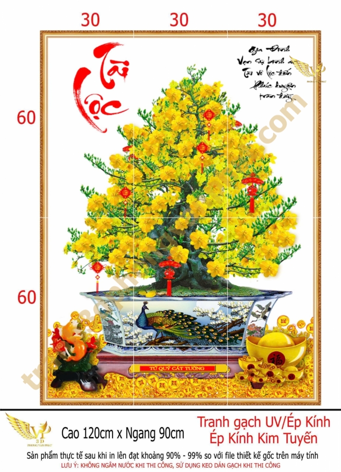 tranh gạch 3d hoa mai