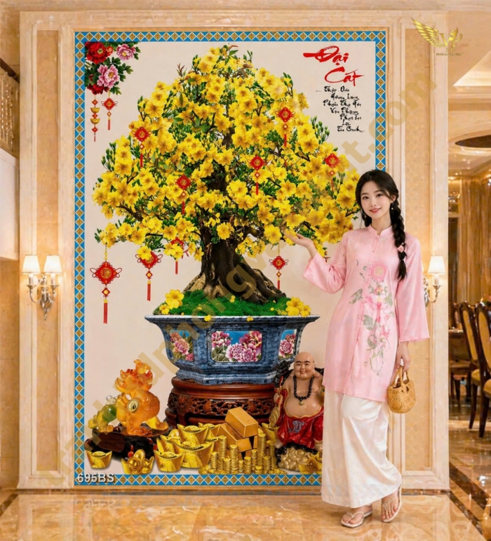 Tranh gạch 3D Hoa Mai Vàng 